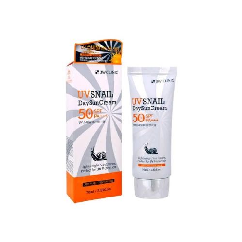 3W CLINIC UV Snail Day Sun Cream SPF 50+ PA +++ Сонцезахисний крем з равликовим муцином