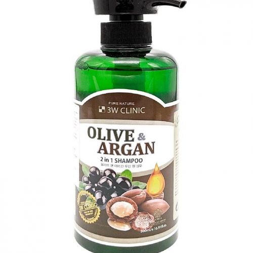3W CLINIC Olive & Argan 2IN1 Shampoo Шампунь для волосся відновлювальний з маслом аргани і оливи