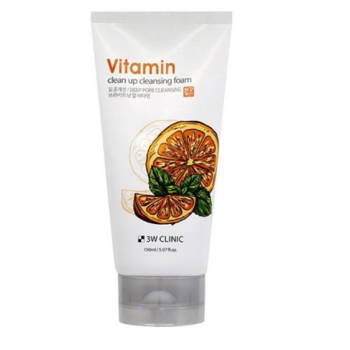 3W CLINIC Vitamin Clean Up Cleansing Foam Пінка для вмивання обличчя очищаюча з вітамінами