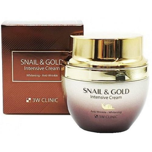 3W CLINIC Snail & Gold Intensive Cream Крем для обличчя інтенсивний з муцином равлика та колоїдним золотом 50 мл