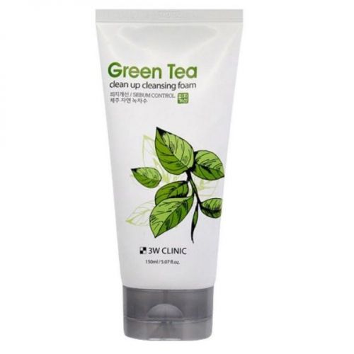3W CLINIC Green Tea Clean Up Cleansing Foam Пінка для вмивання з екстрактом зеленого чаю
