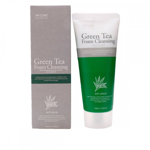 3W CLINIC Green Tea Foam Cleansing Пінка для вмивання з екстрактом зеленого чаю