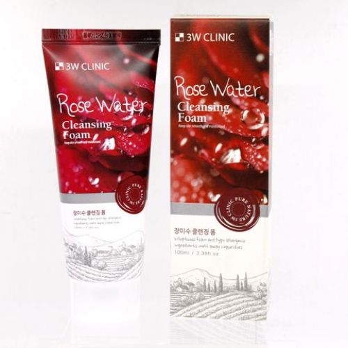 3W CLINIC Rose Water Foam Cleansing Пінка для вмивання обличчя з трояндовою водою