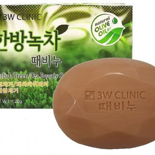 3W CLINIC Herbal Green Tea Beauty Soap Мило очищаюче для обличчя і тіла з екстрактом зеленого чаю
