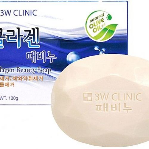 3W CLINIC Collagen Beauty Soap Мило очищаюче для обличчя і тіла з колагеном
