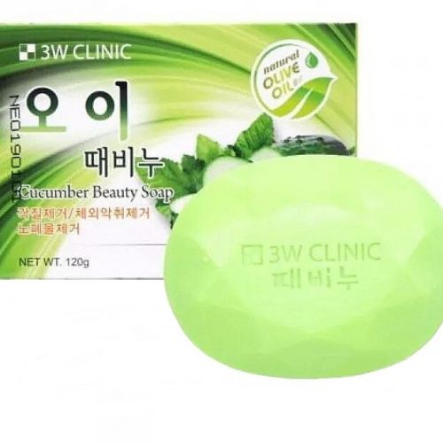 3W CLINIC Cucumber Beauty Soap Мило очищаюче для обличчя і тіла з екстрактом огірка