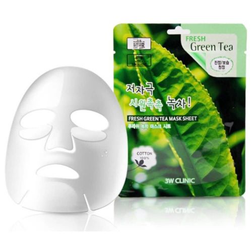 3W CLINIC Fresh Green Tea Mask Sheet Маска для обличчя тканинна з екстрактом зеленого чаю